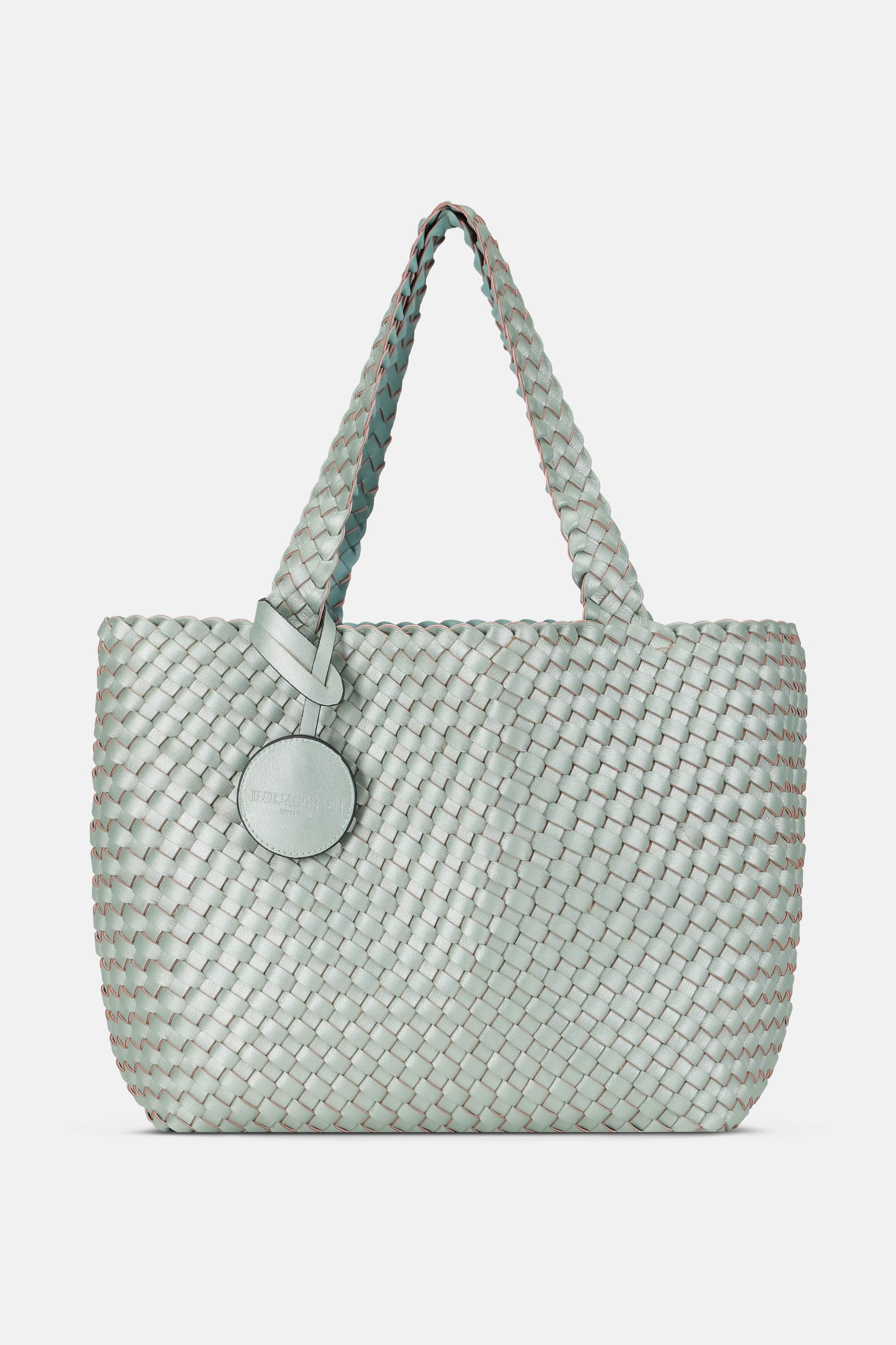 Tote Bag Trenzado - Beach Glass Metallic Mint